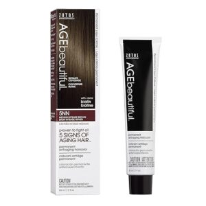 AGE beautiful Permanent Hair Color Cream, 100% Gray Coverage Hair Dye with Biotin Anti-Aging Formula for Fuller, Thicker Hair, Professional Salon Quality
