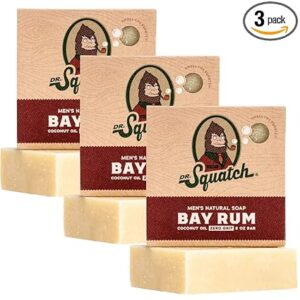 Dr. Squatch Natural Men’s Bar Soap - Cold Process Body Soap Bar with Natural Oils - Gifts for Men - Bay Rum (5 oz, 3-Pack)